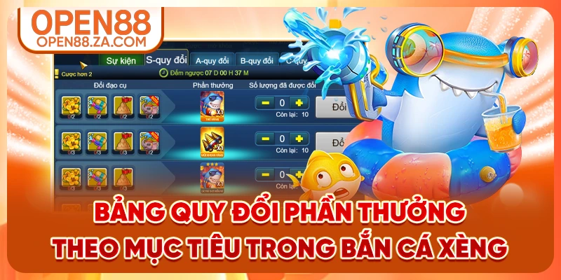 Bảng quy đổi phần thưởng theo mục tiêu trong bắn cá xèng