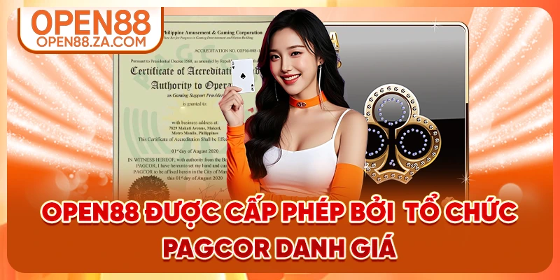 OPEN88 được cấp phép bởi tổ chức PAGCOR danh giá