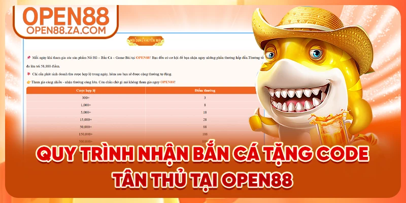Quy trình nhận bắn cá tặng code tân thủ tại OPEN88