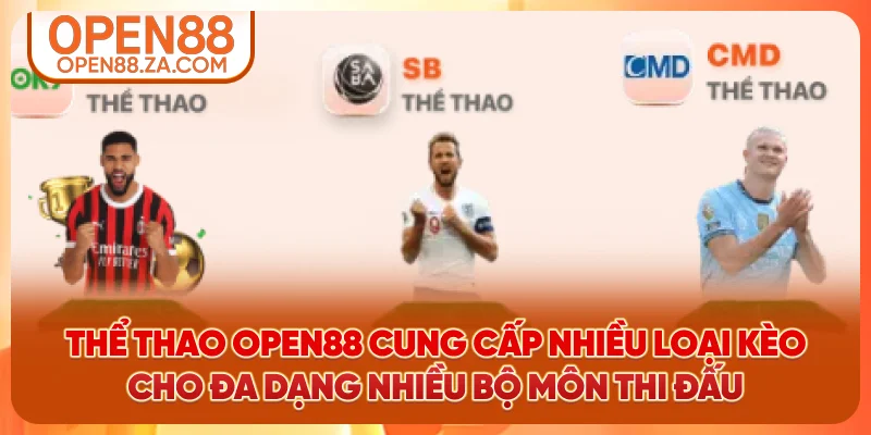 Thể thao OPEN88 cung cấp nhiều loại kèo cho đa dạng cho nhiều bộ môn thi đấu